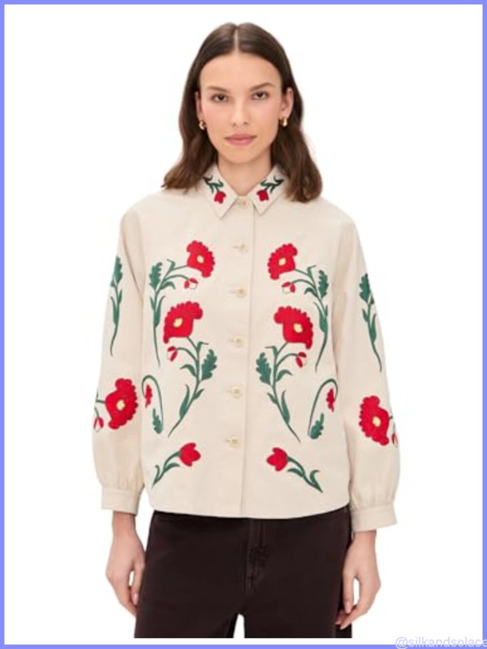 Embroidered Cotton Western Jacket Long Sleeve